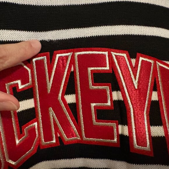 Ohio State Buckeyes Poncho XS/S Black and White Striped Gameday Couture Oversize - Picture 2 of 3